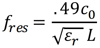 Equation for rough estimation of the resonating frequency of a patch